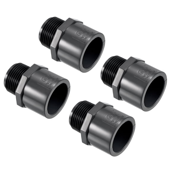 Uxcell Pipe Fitting 1/2NPT Male Thread 1/2" Socket Straight Connector, Gray 4 Pack, 1"x1NPT 4