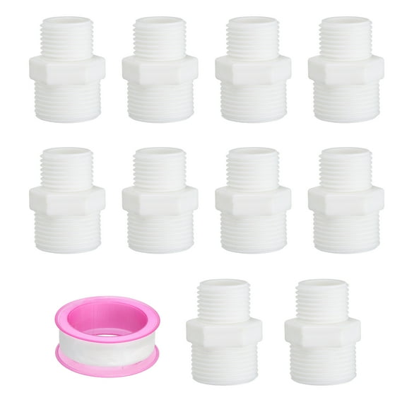 Uxcell Pipe Fittings Nipple G 1/2 x G 3/4, 10 Pcs Male to Male Thread Coupling Adapter