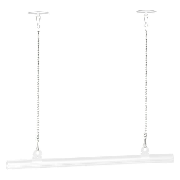 Uxcell Poster Hanger Rail Poster Strip Bar 30cm/12inch Clear with Clip, Sticky Hook and Chain