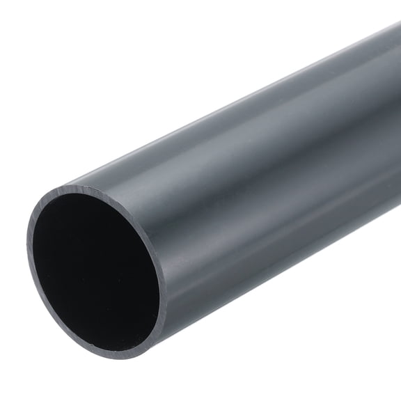 Uxcell Rigid Round Pipe 43.8mm ID 48mm OD 8" Length Dark Grey High Impact for Water Pipe, Crafts, Cable Sleeves