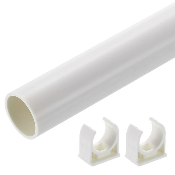 Uxcell Rigid Tube, 300mm Length Round Pipe Tubing, 16mm ID 20mm OD Plastic Tubes Rigid Pipe with Pipe Clamp for Aquarium, Water Cooling System, Cable Sleeve, White