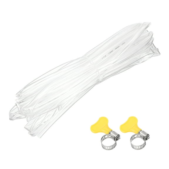 Uxcell PVC Vinyl Tubing, 1/2"ID X 9/16"OD Flexible Clear Plastic Tube with 2 Hose Clamps, Hose Line Pipe, 33FT