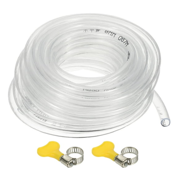 Uxcell Vinyl Tubing, 5/16"ID X 5/16"OD Flexible Clear Plastic Tube with 2 Hose Clamps, Hose Line Pipe, 16.4FT
