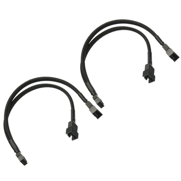 Uxcell PWM Fan Splitter Cable 4 Pin Female to 3 Pin Male 10.6" PC Fan Sleeved Power Extension Cable 1 to 2 Style 2 Pcs