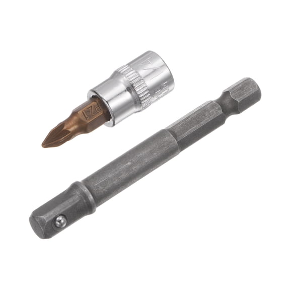 Uxcell PZ1 Bit Socket, 1/4" Square Drive 1.5" Length with Hex Shank Power Drill Adapter