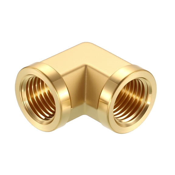 Uxcell Pack of 1, 90 1/2" FeMale NPT to 1/2" FeMale NPT Solid Brass Barstock Street Elbow, Forged Pipe Fitting for Pipe Leak Repair, Bathroom Remodeling, Tool Extensions, Compression