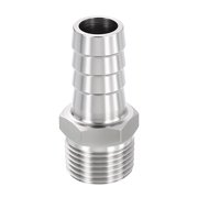 Uxcell Pack of 10, 304 Stainless Steel Hose Barbs Fittings 5/8" Hose Barbs to 1/4" NPT Male Fittings, Stainless Steel Hex Bars for Home Machines, Massage Bathtubs, and Irrigation Systems