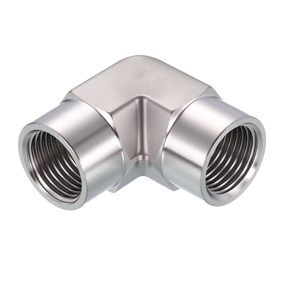 Uxcell Pack of 2, 90 Degree 1/2" FeMale NPT to 1/2" FeMale NPT Solid 304 Stainless Steel Barstock Street Elbow, Forged Pipe Fitting for Pipe Repair, Bathroom Remodel, Tool Extensions