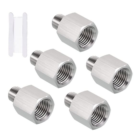 Uxcell Pack of 5, 1/4" FeMale NPT to 1/8" Male NPT Solid 304 Stainless Steel Pipe Fittings Thread Adapter W/ Sealing Tape, Pipe Extension Connectors for Bathroom Remodel, Tool Extensions