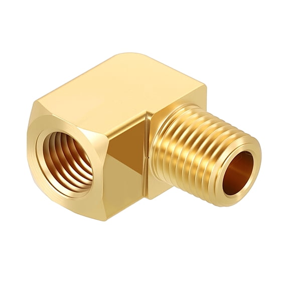 Uxcell Pack of 5, 90 1/2" FNPT to 1/2" MNPT Solid Brass Barstock Street Elbow W/ Sealing Tape, Forged Pipe Fitting for Pipe Leak Repair, Bathroom Remodeling, Tool Extension, Compression