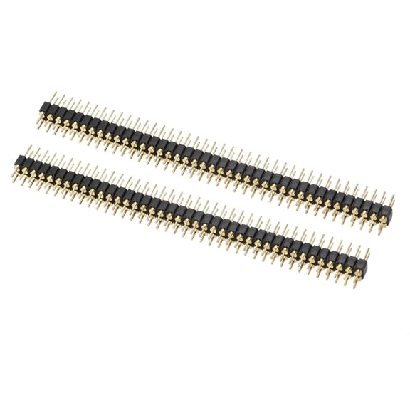 Uxcell Pack of 2 Round Pin Header Double Row 40P 2.54mm Pitch Gold Plated