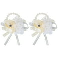 thumbnail image 1 of Uxcell Pack of 2 Wrist Corsage Artificial Flower Bracelets Rose Wrist Bride Groom Decorative Wedding Prom Cream, 1 of 5