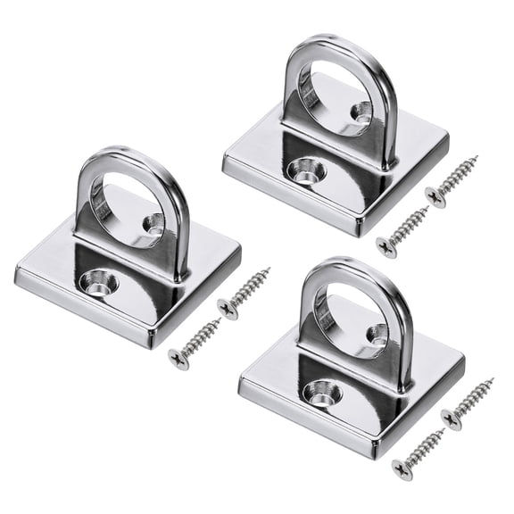 Uxcell Pad Eye Plate U Hooks, 3 Pack Metal Ceiling Hook Wall Mount Loop with Screws, Silver