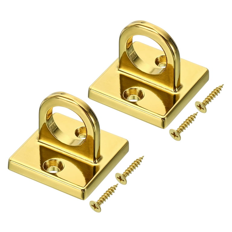 Uxcell Pad Eye Plate U Hooks Metal Ceiling Hook Wall Mount Loop with Screws  Hardware Ring Hooks Bright Golden 2 Pack 