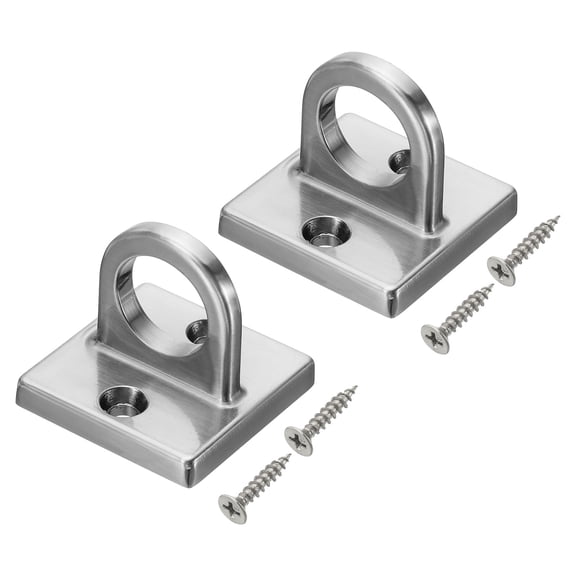 Uxcell Pad Eye Plate U Hooks Metal Ceiling Hook Wall Mount Loop with Screws Hardware Ring Hooks Dark Silver 2 Pack
