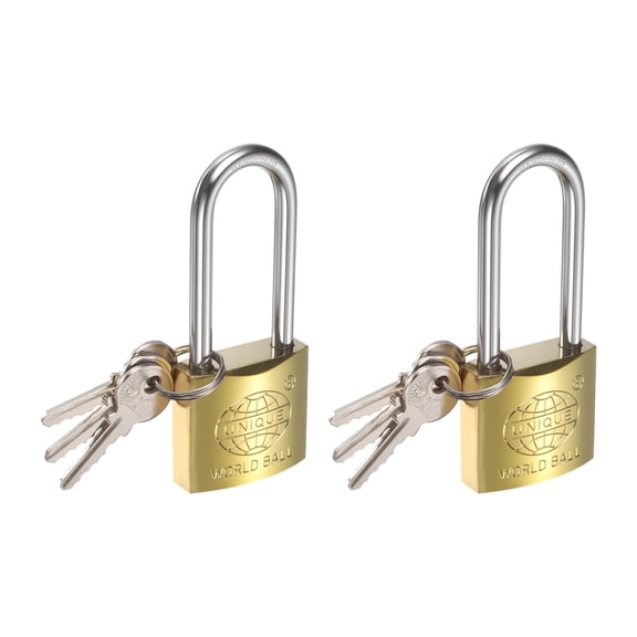 Uxcell Padlock with Keys, (1-1/2" Wide Body 2" Long Shackle, 2 Pcs), Alloy Steel Waterproof Rustproof Keyed Locks, Suit For-Storage Unit/Sheds/Garages/Fence/Gym Locker