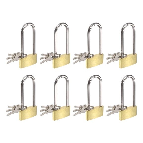Uxcell Padlock with Keys, (1-17/64" Wide Body 1.9" Long Shackle, 8 Pcs), Brass Waterproof Rustproof Keyed Locks, Suit For-Storage Unit/Sheds/Garages/Fence/Gym Locker