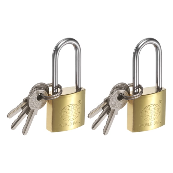 Uxcell Padlock with Keys, (63/64" Wide Body 1.2" Long Shackle, 2 Pcs), Alloy Steel Waterproof Rustproof Keyed Locks, Suit For-Storage Unit/Sheds/Garages/Fence/Gym Locker