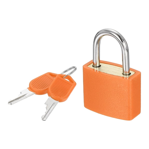 Uxcell Padlock with Keys, (Orange) (1 Pcs), Zinc Alloy Shackle Waterproof Rustproof Keyed Locks with Brass Lock Cylinder, Suit for - Storage Unit/Luggage/Garages/Fence/Gym Locker