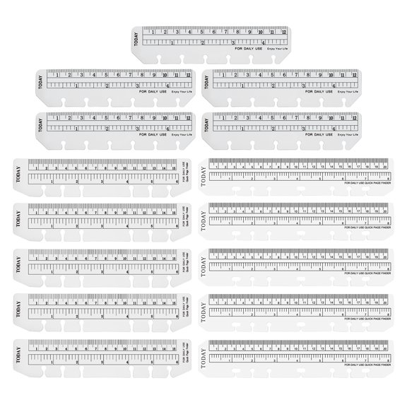 Uxcell Page Marker Ruler, 15 Pcs A5/A6/A7 6 Holes Bookmark Ruler, Plastic Today Page Marker Binder for Notebook, Transparent