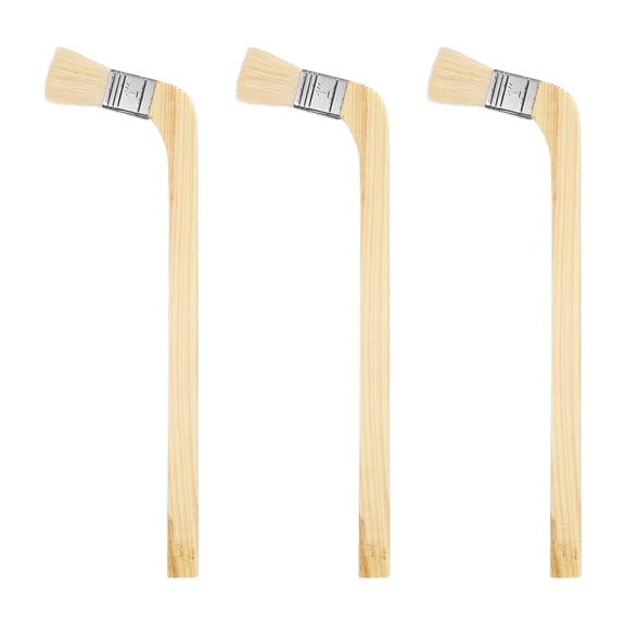 Uxcell Paint Brush 3Pcs 1 Inch Soft Wool Variety Angled Bend Brushes Radiator Paint Brush Light Brown