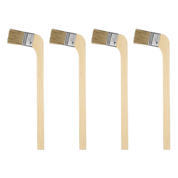Uxcell Paint Brush 4Pcs 1.5" Brush Width Reusable Variety Angled Bend Brushes Radiator Paint for All Latex Oil Painting Furniture Walls Treatment, Brown