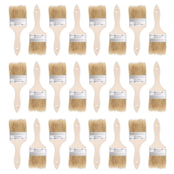 Uxcell Paint Brush Natural Bristle Chip Painting Brushes Flat Art Brushes with Wood Handle for Wall, Cabinets, Fences 2.5"