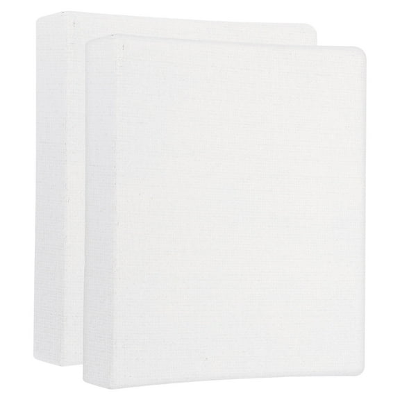 Uxcell Paint Linen Canvases for Painting, 2 Pack 4x4 Inch Square Wood Frame Stretched Blank Art Board Panels White