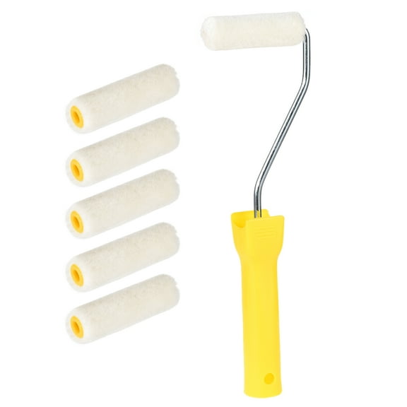 Uxcell Paint Roller 3 Inch / 74 mm Wool Paint Roller Brush with Plastic Handle 6 Pack