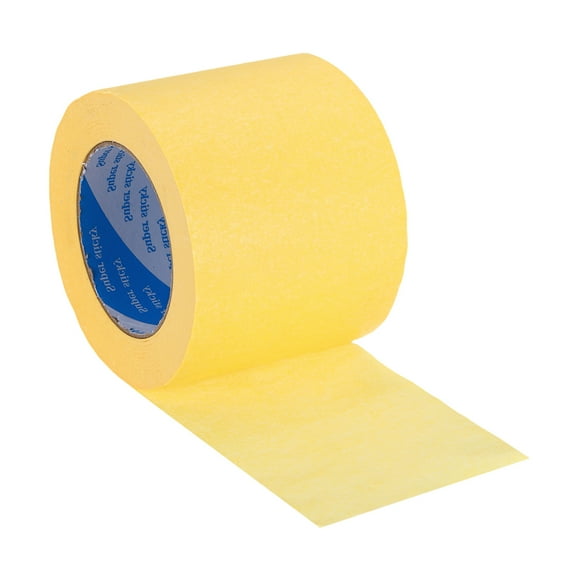 Uxcell Painters Tape, High Temperature Resistant Paint Masking Tape Adhesive for Wall Painting Craft Arts Decoration Drafting Yellow 3.94 Inch x 55 Yards