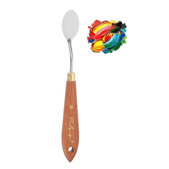 Uxcell Palette Knife Painting, 7.4" Stainless Steel Spatula Palette Oil Paint Metal knife Wood Handle Painting Supply for Acrylic Canvas, Mixing, Spreading, Mahogany Finish(Oval)