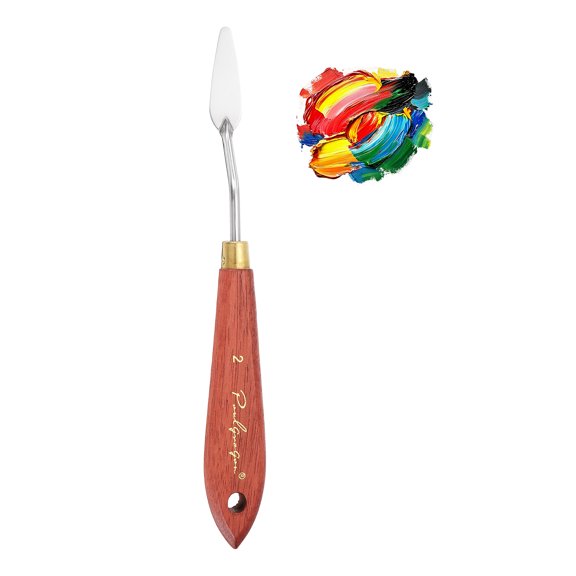 Uxcell Palette Knife Painting, 7.4" Stainless Steel Spatula Palette Oil Paint Metal knife Wood Handle Painting Supply for Acrylic Canvas, Mixing, Spreading, Mahogany Finish