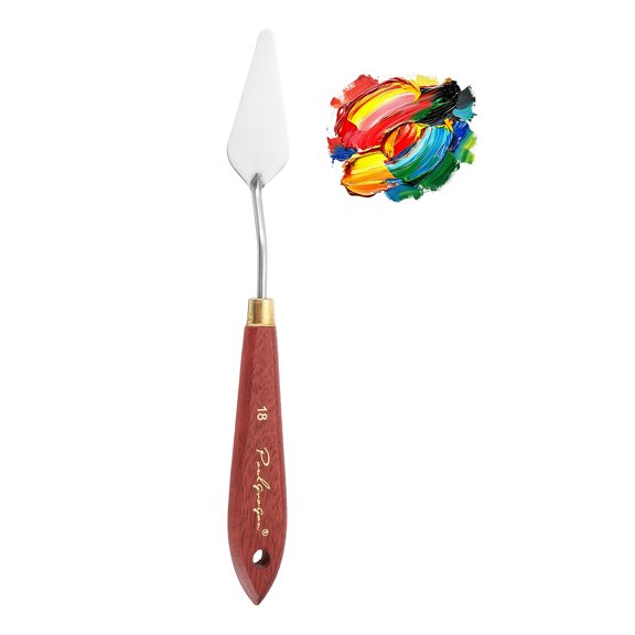 Uxcell Palette Knife Painting, 8.3" Stainless Steel Spatula Palette Oil Paint Metal knife Wood Handle Painting Supply for Acrylic Canvas, Mixing, Spreading, Mahogany Finish