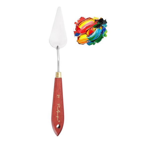 Uxcell Palette Knife Painting, 8.7" Stainless Steel Spatula Palette Oil Paint Metal knife Wood Handle Painting Supply for Acrylic Canvas, Mixing, Spreading, Mahogany Finish(Oblong)