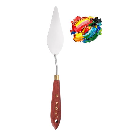 Uxcell Palette Knife Painting, 9.9" Stainless Steel Spatula Palette Oil Paint Metal knife Wood Handle Painting Supply for Acrylic Canvas, Mixing, Spreading, Mahogany Finish(Oblong)