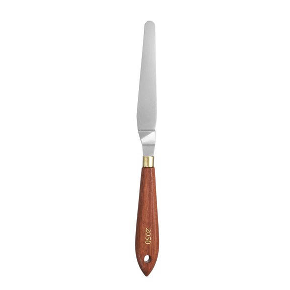 Uxcell Palette Knife Painting Tool 5.12" x 0.79" Stainless Steel Teardrop Blade Spatula Painting Pallet knife with Hole Beech Wood Handle for Oil Acrylic Canvas, Red/Silver