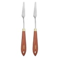 thumbnail image 1 of Uxcell 2pcs Palette Knife Painting Tool 2.56" x 0.59" Stainless Steel Teardrop Blade 8.66" Length Spatula Painting Pallet knife with Hole Beech Wood Handle for Acrylic Canvas, Red/Silver, 1 of 7