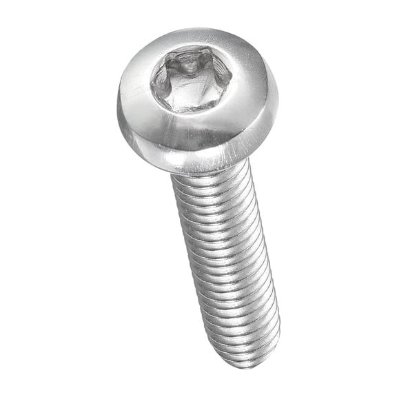 Pan Head Torx Security Screws Bolts (M6-1x25mm) 24Pcs, Button Torx Head Machine Screws 304 Stainless Steel - for Furniture Woodworking Project, Silver Tone