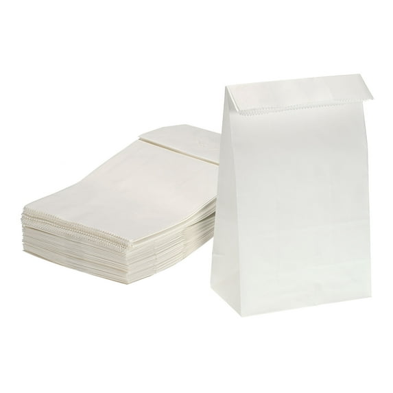 Uxcell Paper Bags White Paper Grocery Bag 2lb 4.72x8.66x2.75in 60g for Candy Snacks, Pack of 50