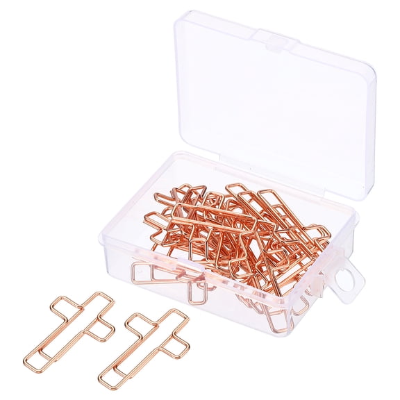 Uxcell Paper Clip Cross-Shaped Cute Decorative Fun Clips Bookmarks 1.3 Inch Rose Gold, Pack of 20