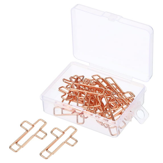 Uxcell Paper Clip Cross-Shaped Cute Decorative Fun Clips Bookmarks 1.3 Inch Rose Gold, Pack of 20