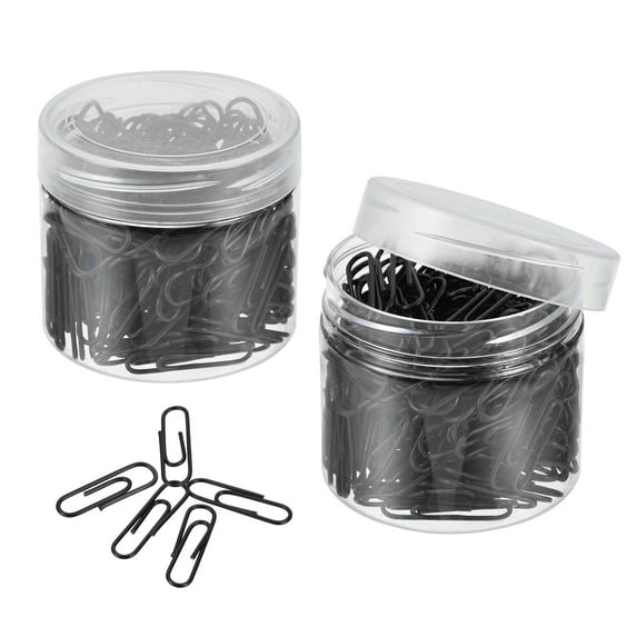 Uxcell Paper Clips 1.1 Inch Vinyl Coated with Box for Office Home Black Count 400