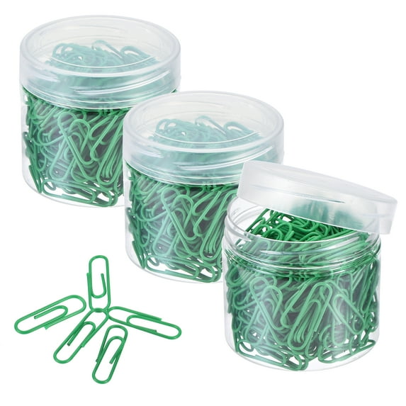 Uxcell Paper Clips 1.1 Inch Vinyl Coated with Box for Office Home Green Count 600