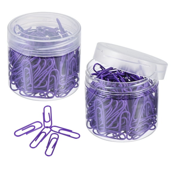 Uxcell Paper Clips 1.1 Inch Vinyl Coated with Box for Office Home Purple Count 400