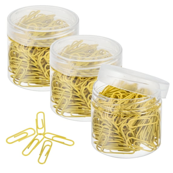 Uxcell Paper Clips 1.1 Inch Vinyl Coated with Box for Office Home Yellow Count 600