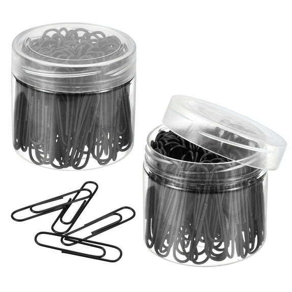 Uxcell Paper Clips 2 Inch Vinyl Coated with Box for Office Home Black Count 200