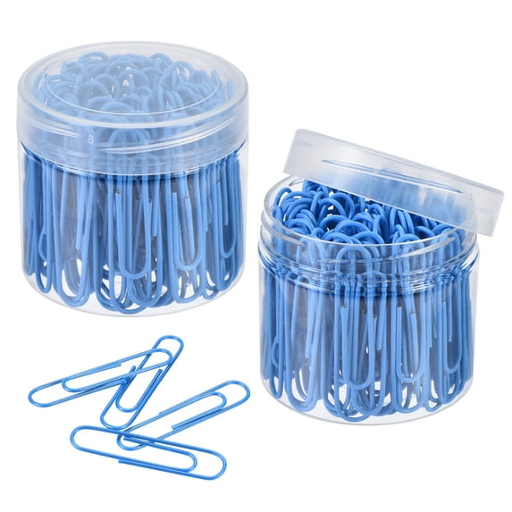 Uxcell Paper Clips 2 Inch Vinyl Coated with Box for Office Home Blue Count 200
