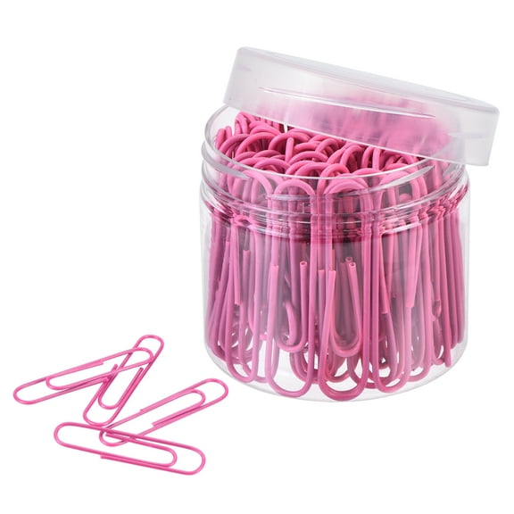 Uxcell Paper Clips 2 Inch Vinyl Coated with Box for Office Home Pink Count 100