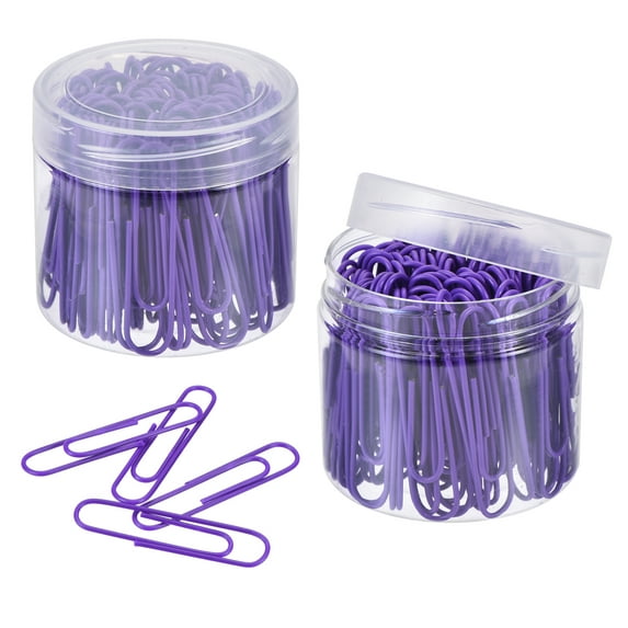 Uxcell Paper Clips 2 Inch Vinyl Coated with Box for Office Home Purple Count 200