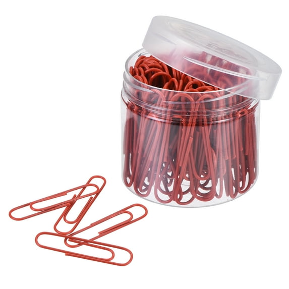 Uxcell Paper Clips 2 Inch Vinyl Coated with Box for Office Home Red Count 100